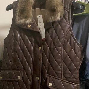 Talbots luxe leather vest